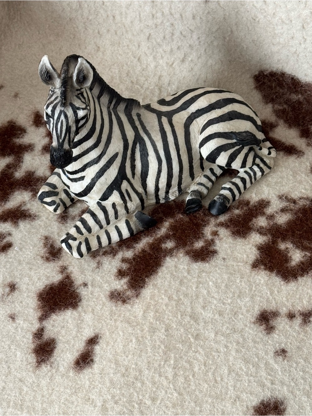 Hand-Painted Zebra Figurine in Black & White